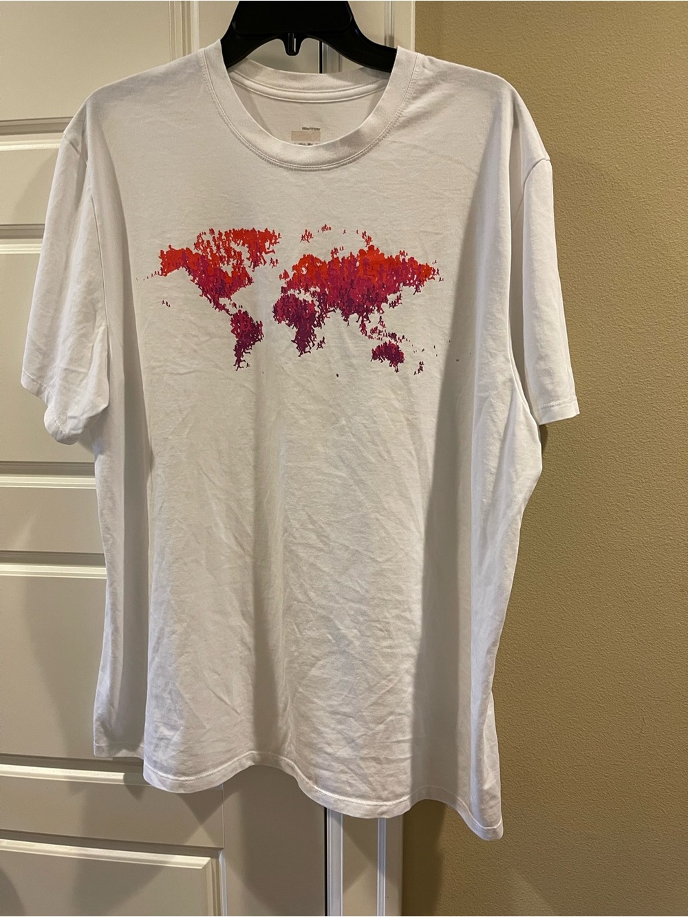 Nike FITDRI Short Sleeve Tee with Red and Purple World Map Graphic